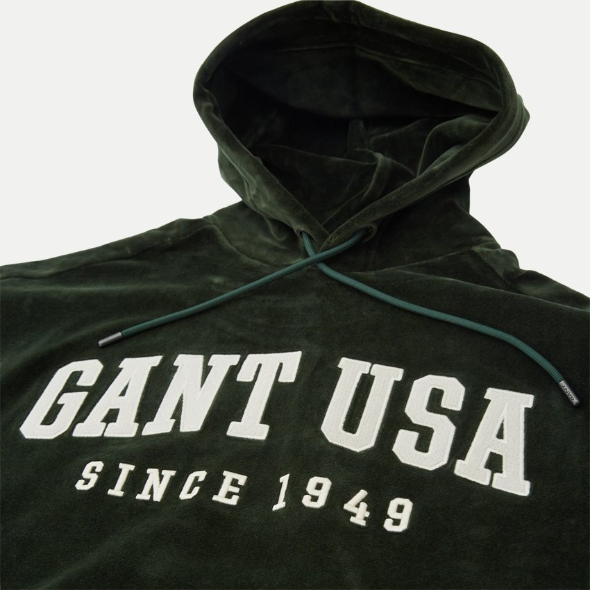 Gant Sweatshirts D1. VELOUR HOODIE 2067000  STORM GREEN